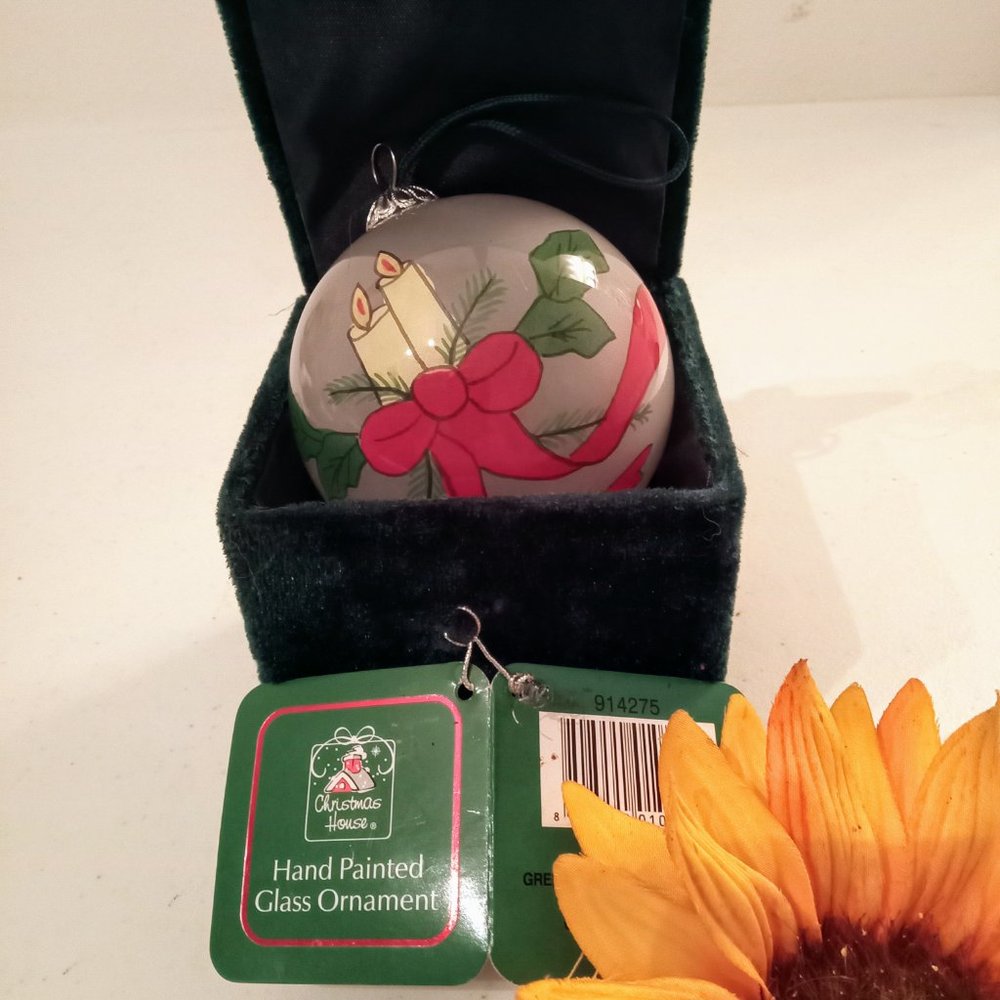 πNIB NWT Holiday Editions Christmas Hand Painted Glass Ornament in Box - Picture 5 of 8